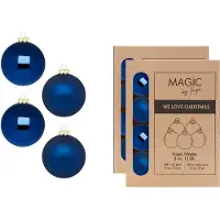 Merkloos Kerstballen van glas - 24x - nacht blauw- 8 cm -milieubewust verpakt - Kerstbal