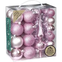 Merkloos Inge Christmas kerstballen -39-dlg- lichtroze - kunststof - met piek - Kerstbal