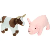 Merkloos Pluche knuffel boerderijdieren set Koe en Varken van 22 cm - Knuffel boederijdieren