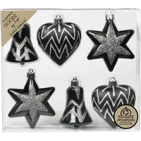 Merkloos Inge Christmas kersthangers - 6x - figuurtjes - zwart - 9 cm - Kersthangers