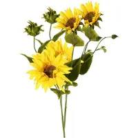 Top Art Topart Kunstbloem Zonnebloem tak - 2x - 60 cm - geel - kunst zijdebloem - decoratie - Kunstbloemen
