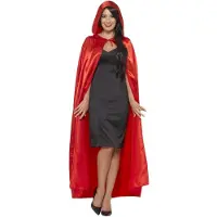 Smiffys - Satin Hooded Cape - Rood
