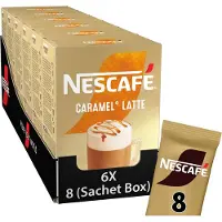Nescafe Caramel Latte oploskoffie - 6 doosjes x 8 zakjes