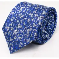 Tresanti | BRIGHT | Zijden stropdas met getekende bloemen | Royal Blauw
