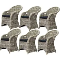 AVH-Collectie 6 stuks Macau dining tuinstoel met handgat naturel rotan
