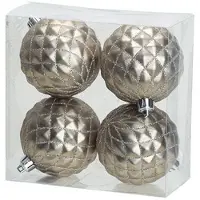 Cosy & Trendy Kerstballen - 4x st - zilver - D8 cm - kunststof - Kerstbal