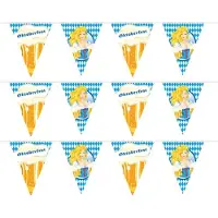 Folat 3x Beierse/Bayern print puntvlaggenlijn/slinger 10 meter feestversiering - Vlaggenlijnen