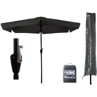 CUHOC Parasol - 300 cm - Zwart + Basic CUHOC Parasolhoes - Parasol COMBI
