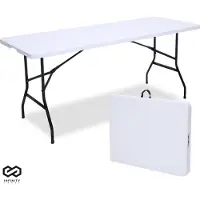 Infinity Goods Inklapbare Tafel - Vouwtafel - 180 x 70 x 74 cm - Campingtafel - Tuintafel - Draagbaar - Wit