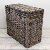 Migo Styling Duo wasmand met leren riem-70x35xH65-Riet-Rotan
