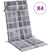 vidaXL Stoelkussens 4 st hoge rug ruitpatroon oxford stof grijs