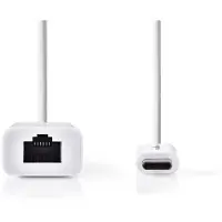 Nedis USB-netwerkadapter | USB 3.2 Gen 1 | 1000 Mbps | USB-C mannelijk | RJ45 vrouwelijk | 0,20 m | rond | vernikkeld | vertind K