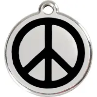 Red Dingo Peace Black roestvrijstalen hondenpenning medium/gemiddeld dia. 3 cm
