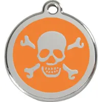 Red Dingo Cross Bone Orange roestvrijstalen hondenpenning large/groot dia. 3,8 cm