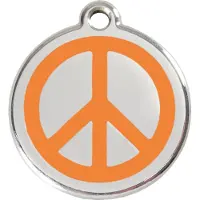 Red Dingo Peace Orange roestvrijstalen hondenpenning medium/gemiddeld dia. 3 cm