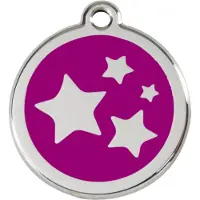 Red Dingo Star Purple roestvrijstalen hondenpenning medium/gemiddeld dia. 3 cm