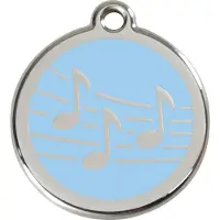Red Dingo Music Light Blue roestvrijstalen hondenpenning small/klein dia. 2 cm
