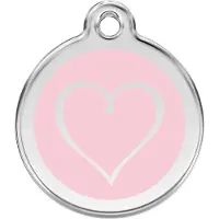 Red Dingo Tribal Heart Pink roestvrijstalen hondenpenning medium/gemiddeld dia. 3 cm