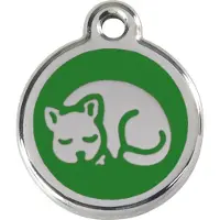 Red Dingo Kitten Green roestvrijstalen kattenpenning small/klein dia. 2 cm