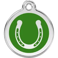 Red Dingo Horse Shoe Green roestvrijstalen hondenpenning small/klein dia. 2 cm