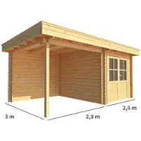 Warentuin Collection Blokhut, tuinhuisje met overkapping Lisa-Mette 500 cm bij 300 cm diep plat dak 10