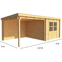 Warentuin Collection Blokhut, tuinhuisje met overkapping Els-Veerle 550 cm bij 300 cm diep lessenaarsdak 8