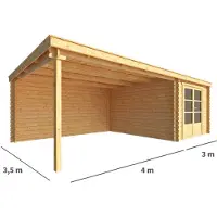 Warentuin Collection Blokhut, tuinhuisje met overkapping Els-Senna 700 cm bij 350 cm diep lessenaarsdak IV