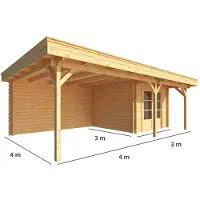 Warentuin Collection Blokhut, tuinhuisje met overkapping Lisa-Megan 700 cm bij 300 cm diep plat dak 8