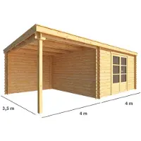 Warentuin Collection Blokhut, tuinhuisje met overkapping Els-Demi 800 cm bij 350 cm diep lessenaarsdak II
