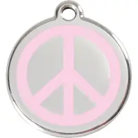 Red Dingo Peace Pink roestvrijstalen hondenpenning medium/gemiddeld dia. 3 cm