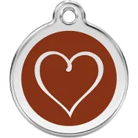 Red Dingo Tribal Heart Brown roestvrijstalen hondenpenning large/groot dia. 3,8 cm
