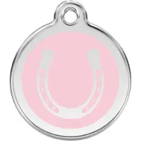 Red Dingo Horse Shoe Pink roestvrijstalen hondenpenning medium/gemiddeld dia. 3 cm