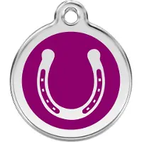Red Dingo Horse Shoe Purple roestvrijstalen hondenpenning medium/gemiddeld dia. 3 cm