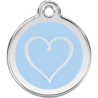 Red Dingo Tribal Heart Light Blue roestvrijstalen hondenpenning large/groot dia. 3,8 cm