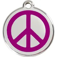 Red Dingo Peace Purple roestvrijstalen hondenpenning medium/gemiddeld dia. 3 cm