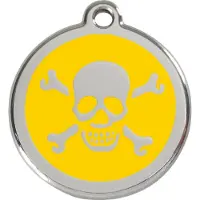 Red Dingo Cross Bone Yellow roestvrijstalen hondenpenning large/groot dia. 3,8 cm