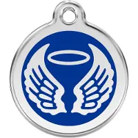 Red Dingo Angel Wings Navy roestvrijstalen hondenpenning large/groot dia. 3,8 cm