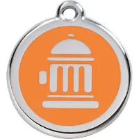 Red Dingo Fire Hydrant Orange roestvrijstalen hondenpenning small/klein dia. 2 cm