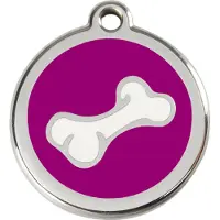 Red Dingo Comic Bone Purple roestvrijstalen hondenpenning small/klein dia. 2 cm