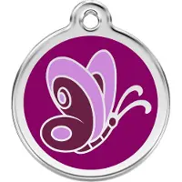 Red Dingo Butterfly Purple roestvrijstalen hondenpenning large/groot dia. 3,8 cm