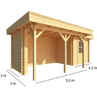 Warentuin Collection Blokhut, tuinhuisje met overkapping Lisa-Yuna 600 cm bij 200 cm diep plat dak 5