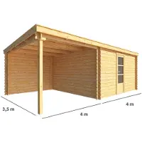 Warentuin Collection Blokhut, tuinhuisje met overkapping Els-Esmee 800 cm bij 350 cm diep lessenaarsdak