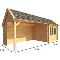 Warentuin Collection Blokhut, tuinhuisje met overkapping Michelle-Vayen 800 cm bij 300 cm diep kapschuurdak