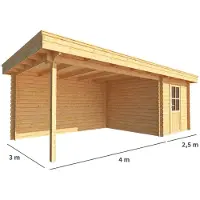 Warentuin Collection Blokhut, tuinhuisje met overkapping Lisa-Aimee 650 cm bij 300 cm diep plat dak 1