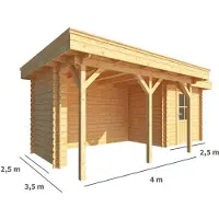 Warentuin Collection Blokhut, tuinhuisje met overkapping Lisa-Bobbi 650 cm bij 250 cm diep plat dak 0