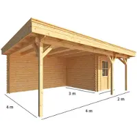 Warentuin Collection Blokhut, tuinhuisje met overkapping Lisa-Jackie 600 cm bij 300 cm diep plat dak 9