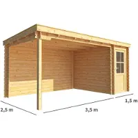 Warentuin Collection Blokhut, tuinhuisje met overkapping Els-Lieke 500 cm bij 250 cm diep lessenaarsdak 2