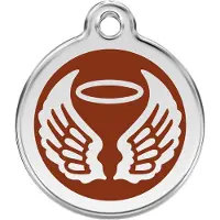 Red Dingo Angel Wings Brown roestvrijstalen hondenpenning large/groot dia. 3,8 cm