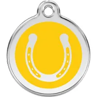 Red Dingo Horse Shoe Yellow roestvrijstalen hondenpenning large/groot dia. 3,8 cm