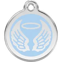 Red Dingo Angel Wings Light Blue roestvrijstalen hondenpenning medium/gemiddeld dia. 3 cm